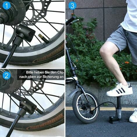 LMLY Fahrradpumpe, tragbare Mini-Fußpumpen mit Manometer, Fußpumpe geeignet  für MTB-Tourenräder, Citybikes und Kinderfahrräder. Für