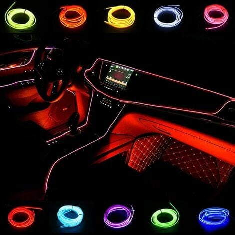 EL-Drahtseil-Neonröhren-Lichtstreifen für Automobil-Innenraum, Auto-Cosplay-Dekoration  mit USB-Adapter (rot, 3 m)