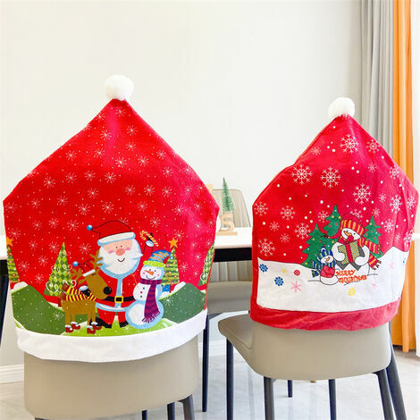 DOPA 2 Stück Weihnachts-Stuhlhussen, Weihnachts-Stuhlhussen,  Stuhldekoration für Weihnachtsfeier und Abendessen (4 Stück Weihnachtsmann)