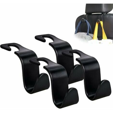 Set mit 4 schwarzen LYLM-Haken für Autositz-Kopfstützen vom Typ S