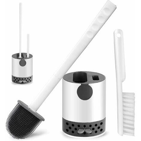 DOPA- mit wandmontierter Silikonbehälter, Schnelltrocknungshalter, für Griff, Toilettenbürste, 2 Silikon-Toilettenbürste, BDPXPV Badezimmer, Toilettenbürste langer Stück