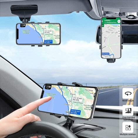 Autotelefonhalter, Multifunktions-Auto-Armaturenbrettspiegel mit 360 °  verstellbarer Federklemme, geeignet für 3-7 Zoll Smartphones