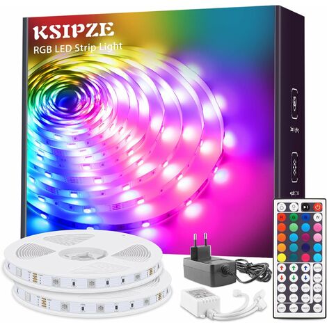 LED-Schlafzimmer 10M LED-Band Mehrfarbiges dekoratives LED-Licht, LED- Streifen, RGB-Lichterketten, dimmbar mit Fernbedienung, selbstklebendes  Klebeband (2X5M)