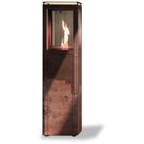 Faro Barcelona – Chauffage extérieur à pellets en acier Corten – Puissance 5,0 kW – Autonomie 3,5 h – Système de pyrolyse breveté pour combustion propre