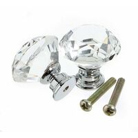 10 Pcs 30 mm Verre Placard Boutons de cristal forme de diamant Poignée de traction pour tiroirs Commode Armoire placards de cuisine