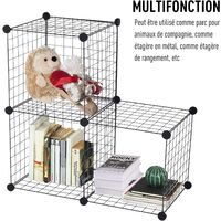 Enclos DIY pour Chiot Parc enclos réglable en Fil de Fer et Plastique pour Petits Animaux Lapins Hamster - Noir