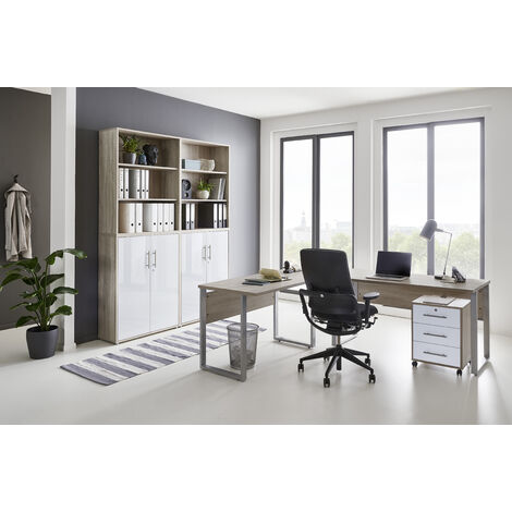 BMG Möbel Büromöbel-Set, Office Edition Set 11, eiche sonoma/ weiß matt (1/5)