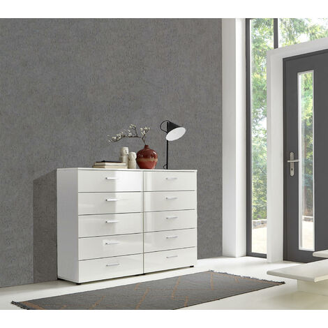 BMG Möbel Schubkastenkommode »Marbella Kommoden-Set 5« (Schubladenkommode Kommode Sideboard, 2x Schubkastenkommode), Fronten in weiß Hochglanz, Made in Germany