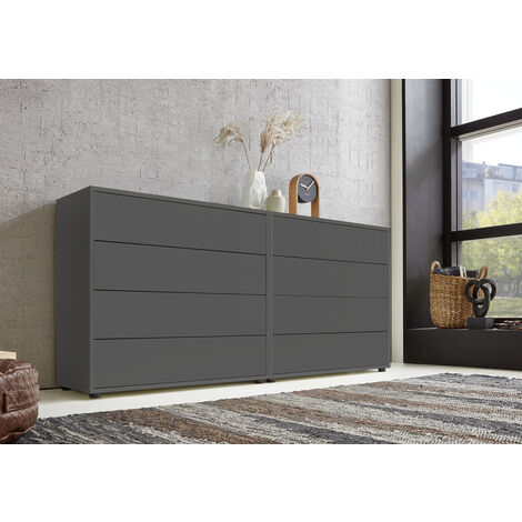 BMG Möbel Sideboard Mailand Set 1 (Schubladenkommode Schubkastenkommode Kommode, in anthrazit), Push-to-open Funktion