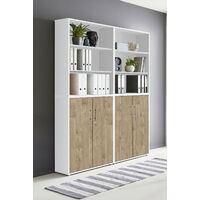 BMG Möbel abschließbare Regalwand/Schrankwand, Office Edition Set 11, weiß / Gold Harbor Oak