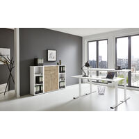 BMG Möbel Büromöbel-Set, e-Office Edition Set 13, Schreibtisch höhenverstellbar, 160 cm, weiß/ Gold Harbor Oak