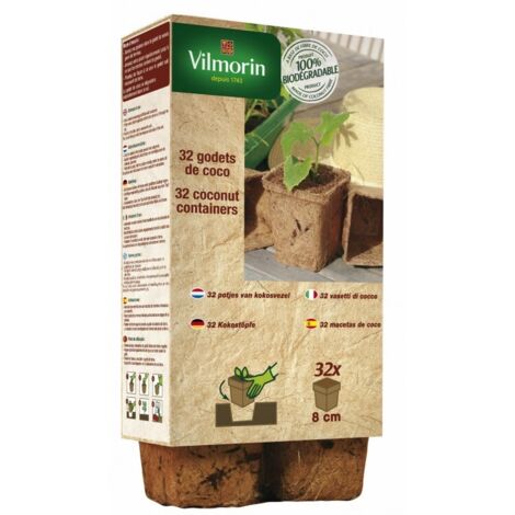 Vilmorin 32 pots de noix de coco carre,  8 cm