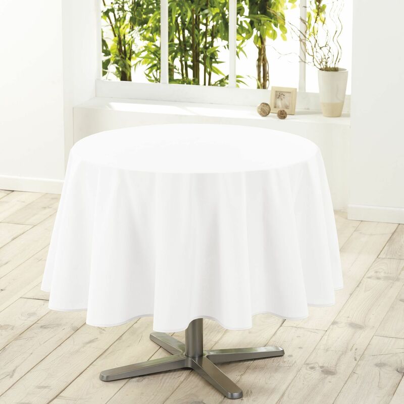 Nappe blanche table ronde de 8 personnes