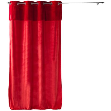 Douceur D'Intérieur – Rideau de porte à poils doux 140 x 240 cm – 100% polyester imitation fourrure – Finition 8 œillets en métal – Caresses rouge (1/4)