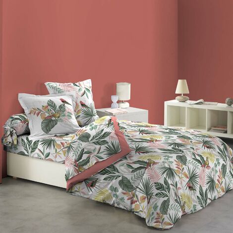 Housse De Couette 220x240 Cm VENIES - 100% Coton, Fermeture Éclair, Pour Lit 2 Personnes - Vert Doux Et Respirant