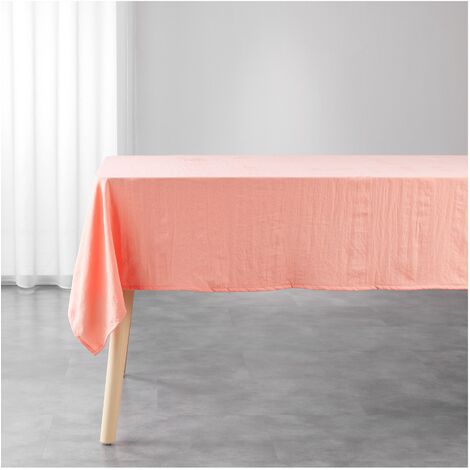Nappe rectangle microfibre lavee 140 x 240 cm Suzy corail (1/3)