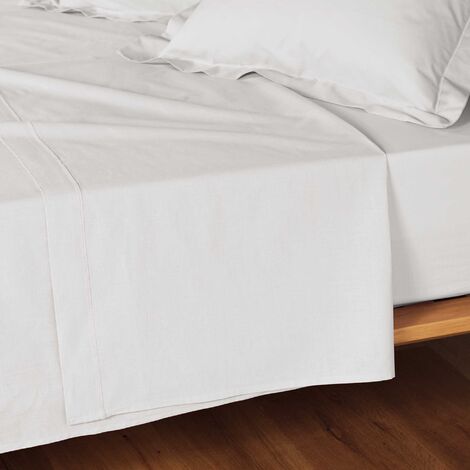 Drap Plat En Coton Botania 180x290 Cm - Gris, 100% Coton, Certification Oeko-Tex, Pour Lit 1 Personne
