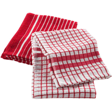 Lot de 2 torchons eponge 50 x 70 cm Classico rouge (1/3)
