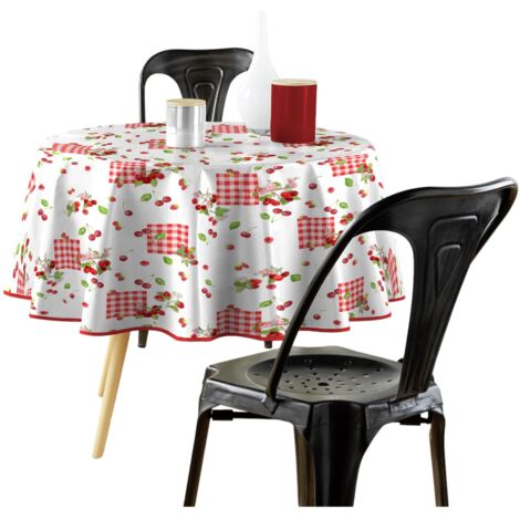 Nappe Toile Cirée Ronde "cerise" 160cm Rouge - Nappe
