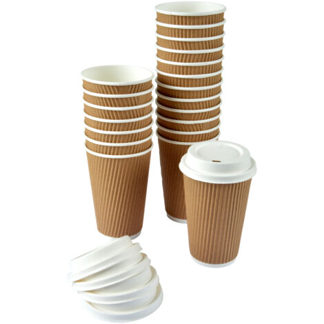 DeinPack - Lot De 50 Couvercles Pour Gobelets En Carton 90 Mm - En Bagasse (canne à Sucre), 100% Biodégradable, Compostable - Compatible Tasses à Café 300 Ml