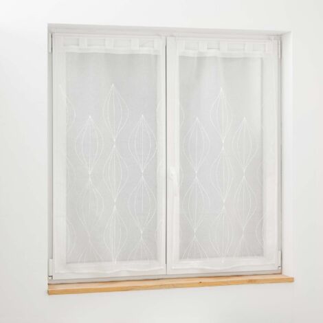 Paire de rideaux voile sable 60 x 160 cm Galactee blanc (1/2)