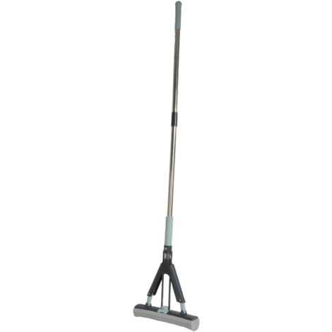 Mini Balai Métal Homéa - 67 Cm, Anthracite Et Bleu Paon, Pour Petits Espaces