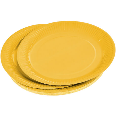 Set de 20 assiettes carton 23 cm Unies jaune (1/2)