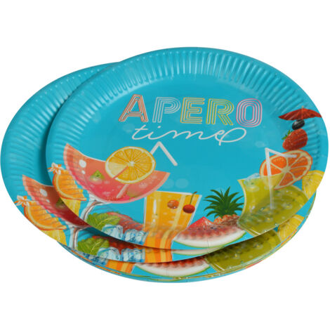Set de 10 assiettes en carton 18 cm Apero times (1/2)