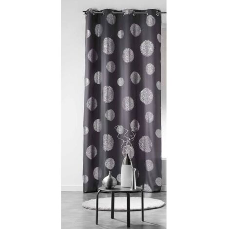 Rideau a oeillets Argent Artifice 140 x 260 cm Anthracite (1/2)