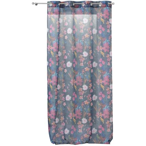 Panneau a oeillets rideau voile sable 140 x 240 cm Exotic paradise bleu (1/2)