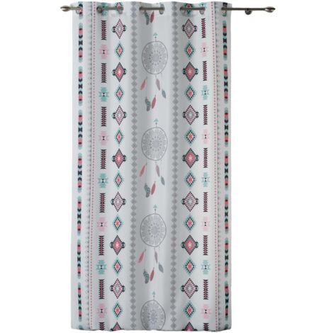 Rideau a oeillets 140 x 260 Indilla blanc menthe (1/2)
