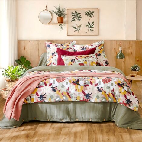 Coussins Déhoussables 40x40 Cm Avec Housse En Gaze De Coton Imprimée Capucine Pampa - Naturel Et Lavable - 10