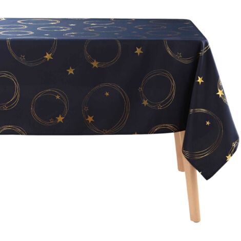 Nappe rectangle 150 x 300 cm Fete etoilee bleu (1/4)