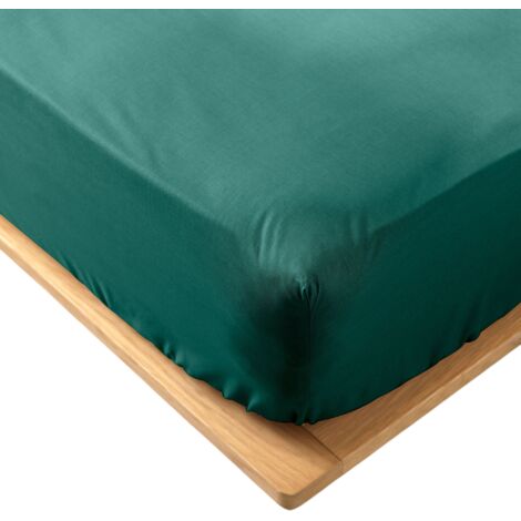 Drap housse 160 x 200 cm Bioline emeraude (1/4)