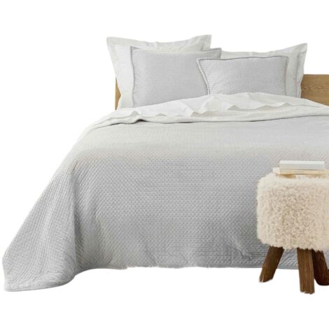 Couvre-Lit Flanelle Et Velours Himalaya 180x220 Cm Gris - Soleil D'Ocre - Doux Et Chaud