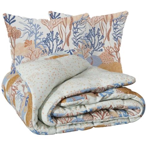 Housse couette + 2 taies 240 x 220 cm Corail d'azura (1/2)