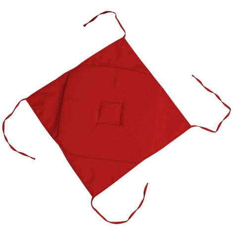 Coussin galette de chaise 4 rabats rouge 40x40cm (1/2)
