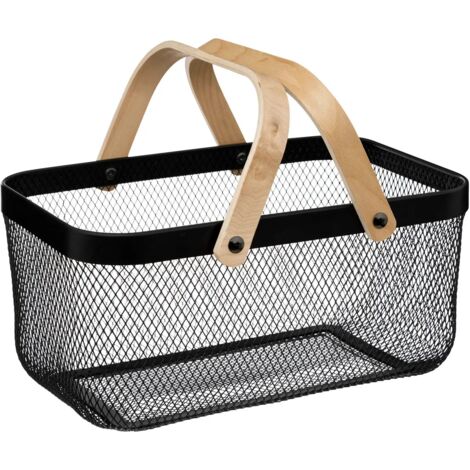 Corbeille a fruits en acier avec anse 17 x 37 cm Maia noir (1/2)