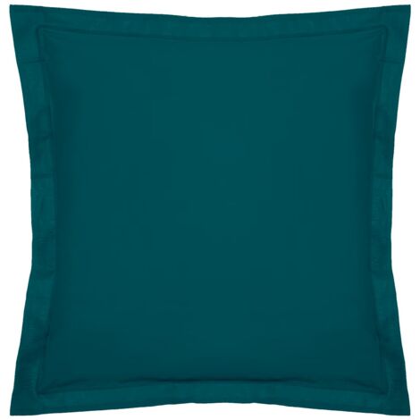 1 Taie d'oreiller percale de coton uni 63 x 63 cm Harmonie bleu egeen (1/2)