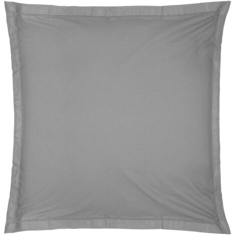1 Taie d'oreiller percale de coton uni 63 x 63 cm Harmonie gris (1/3)