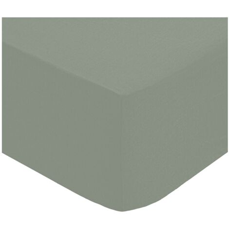 Drap housse percale de coton uni 90 x 190 cm Harmonie tilleul (1/2)