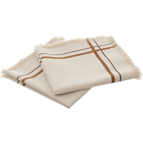 2 Serviettes de table rayees en coton 40 x 40 cm Mahas (1/3)