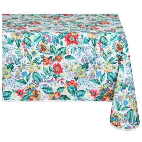 Nappe rectangle 140 x 240 cm Fleurs colorees (1/3)