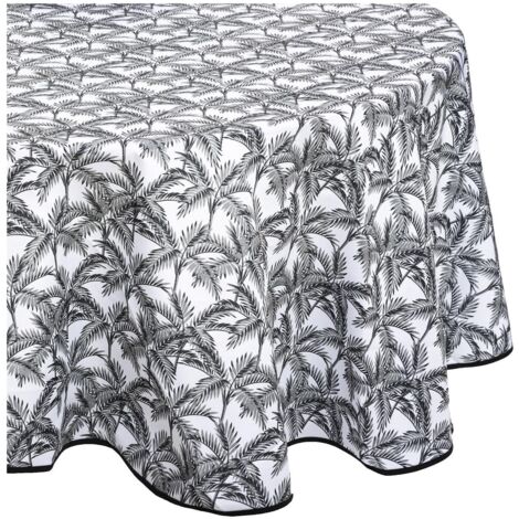 Nappe ronde anti tache 180 cm Palmiers