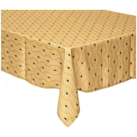 Nappe rectangulaire imprimée graphique ocre 140 x 240 cm (1/3)