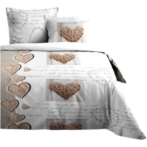 Housse de couette + 2 taies 240 x 260 cm Charming Coeur