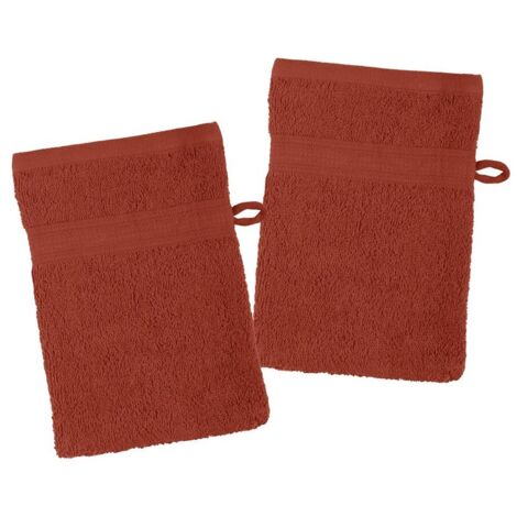 Lot de 2 gants de toilette 15 x 21 cm Laguna terracotta