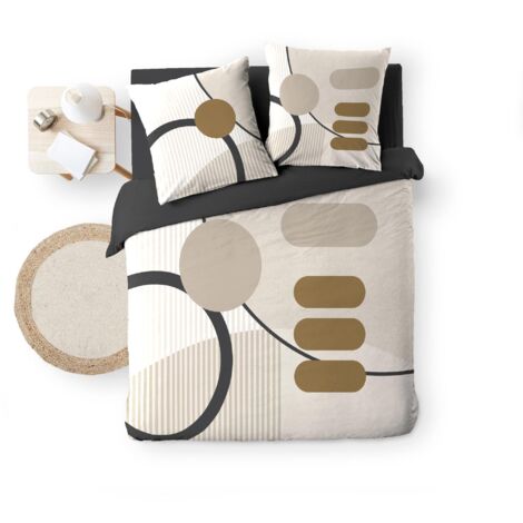 Housse couette + 2 taies 220 x 240 cm Motif géométrique santa