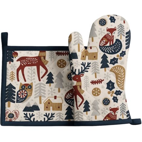 Gant et manique de cuisine 20 x 20 cm Animaux d'hiver (1/3)