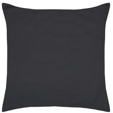 1 Taie d'oreiller percale de coton uni 63 x 63 cm Elysee anthracite (1/4)